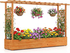Giantex Raised Garden Bed with Trellis & Hanging Roof, Wood Planter Box with by Giantex