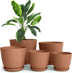 Utopia Home - Plastic Terracotta Pots - 7/6.6/6/5.3/4.8 Inches Flower Pots by UTOPIAHOME