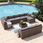 Aoxun 11 Piece Patio Furniture Set Wicker Rattan Patio Conversation Set Outdoor by Aoxun