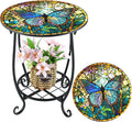 Outdoor Side Table Round Small Mosaic Patio Accent Indoor End Plant Coffee Tea by Cinnvoice