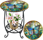 Outdoor Side Table Round Small Mosaic Patio Accent Indoor End Plant Coffee Tea by Cinnvoice