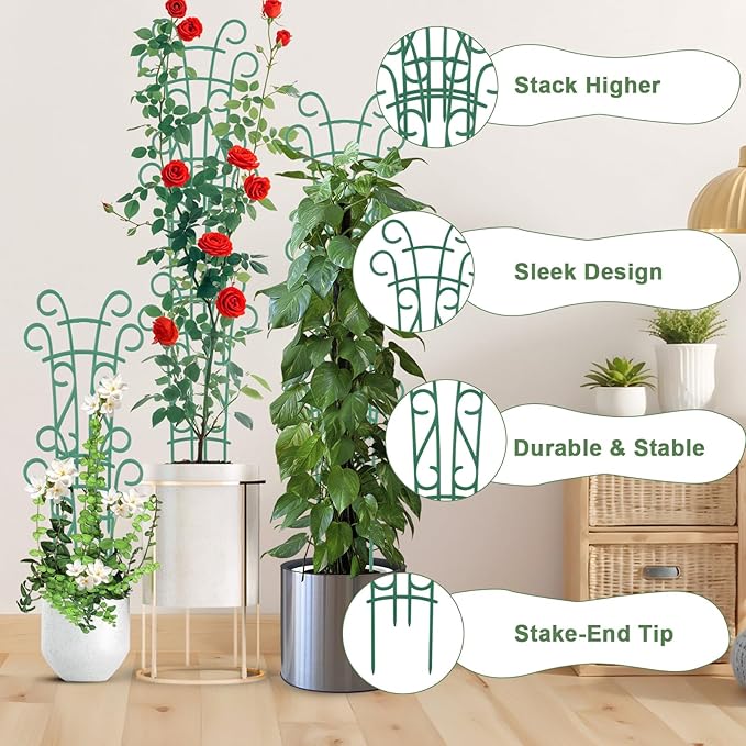 10 Pack Indoor Plant Trellis for Potted Plants, Stackable Garden Trellis for - Image 3