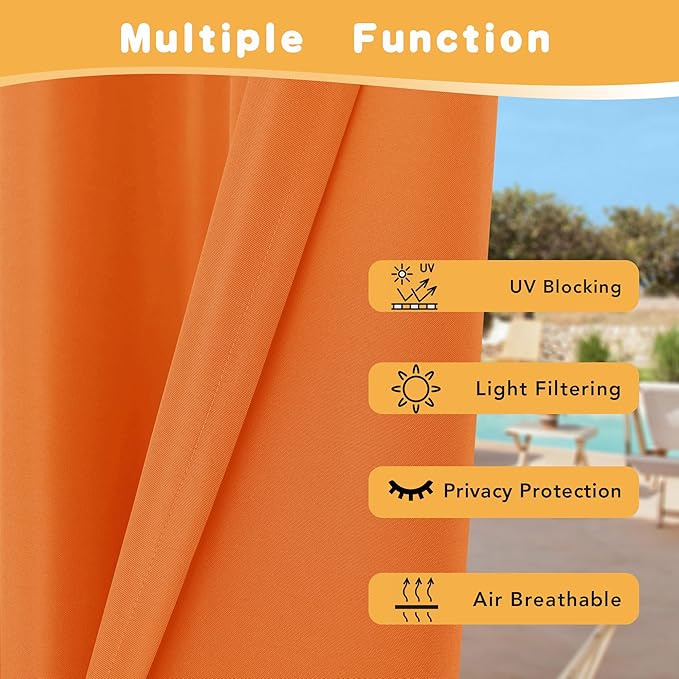 HolidayIdeas Outdoor Curtains for Patio Waterproof, 4 Panels - Image 3