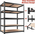 REIBII 2400LBS Storage Shelves 5 Tier Garage Shelving Heavy Duty, Adjustable - Image 8