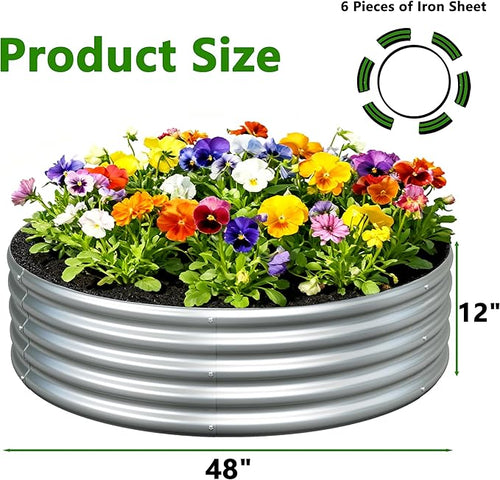 3PCS 4x4x1FT Galvanized Raised Garden Bed Kit, Vegetable Boxes-Round Metal - Image 2