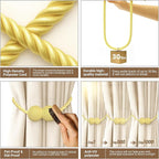 Hion Magnetic Curtain Tiebacks Golden 4 Pack, Curtain Tiebacks Buckles - Image 3