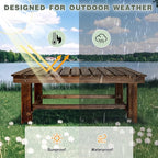 Outdoor Garden Bench, 2-Person Wood Patio Bench Weatherproof Outdoor Backless - Image 5