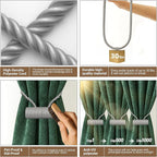 Hion Magnetic Curtain Tiebacks Grey 4 Pack, Curtain Tiebacks Buckles Holdbacks - Image 3