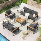 Aoxun Aluminum Patio Furniture Set 7 Seats, Oversized Outdoor Sectional by Aoxun