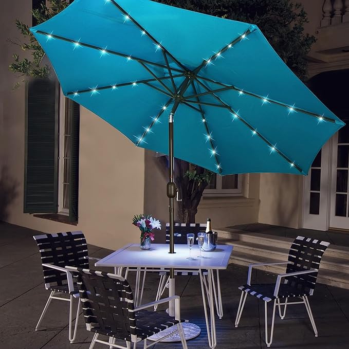 Blissun 9 ft Solar Umbrella 32 LED Lighted Patio Umbrella Table Market Umbrella - Image 7
