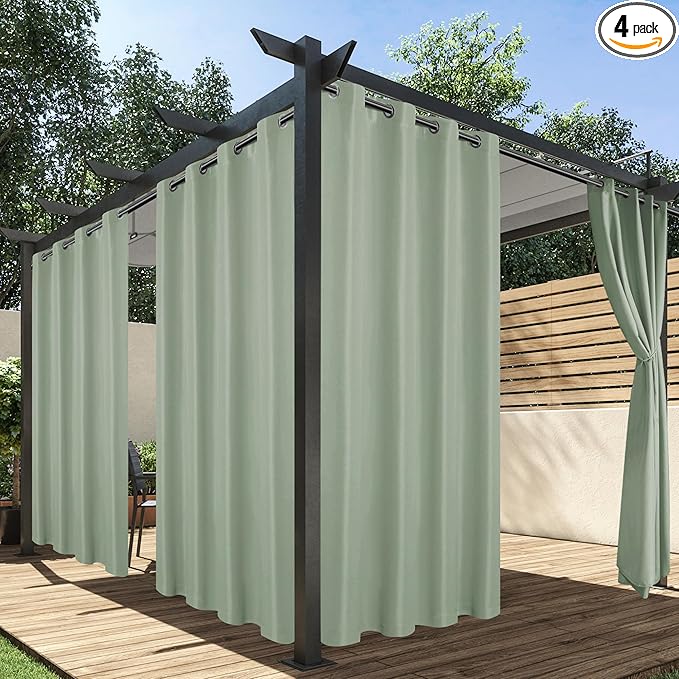 HolidayIdeas Outdoor Curtains for Patio Waterproof, 4 Panels by HolidayIdeas
