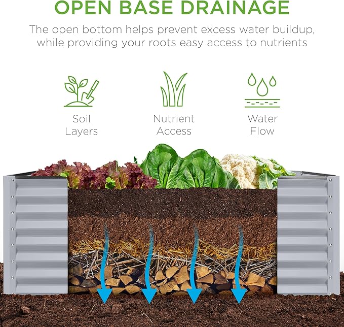 Best Choice Products 4x2x2ft Outdoor Metal Raised Garden Bed, Deep Root Box - Image 5