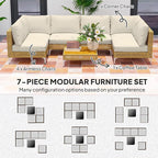 Outsunny 7 Piece Wicker Patio Furniture Set, Modular Outdoor Sectional - Image 4
