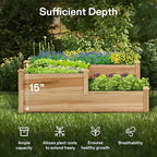 VIVOSUN 3-Tier 3-Grid Wooden Raised Garden Bed, 42.5 x 34.5 x 15 Inches - Image 7