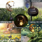 LICKLIP Moon & Fairy Garden Solar Stake Light Outdoor, Crackle Glass Globe - Image 4