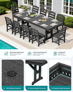SERWALL Outdoor Dining Table, All Weather HDPE Outdoor Furniture - Image 3