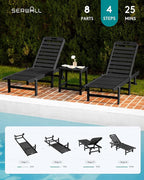 SERWALL Outdoor Chaise Lounge Set of 6, HDPE Pool Lounge Chair - Image 9