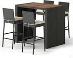 COSTWAY 5 Piece Patio Bar Set, Outdoor Rattan Wicker Bar Table and 30'' High - Image 7