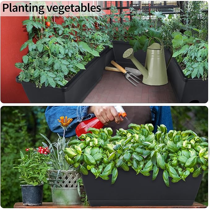 Window Box Planter, 10 Pack Plastic Vegetable Flower Planters Boxes 17 Inches - Image 7
