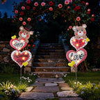 Lewondr 2 Pcs Valentine's Day Decorations Outdoor, Metal Solar Pathway Lights by Lewondr