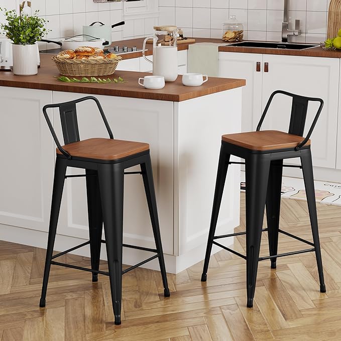 Yongchuang 26" Metal Barstools Set of 2 Counter Bar Stools by YongchuangInternational
