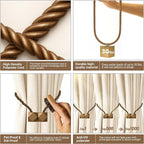 Hion Magnetic Curtain Tiebacks Dark Brown 6 Pack, Curtain Tiebacks Buckles - Image 3