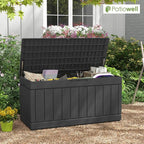 Patiowell 82 Gallon Resin Deck Box, Waterproof Large Wood Look Storage Box - Image 2