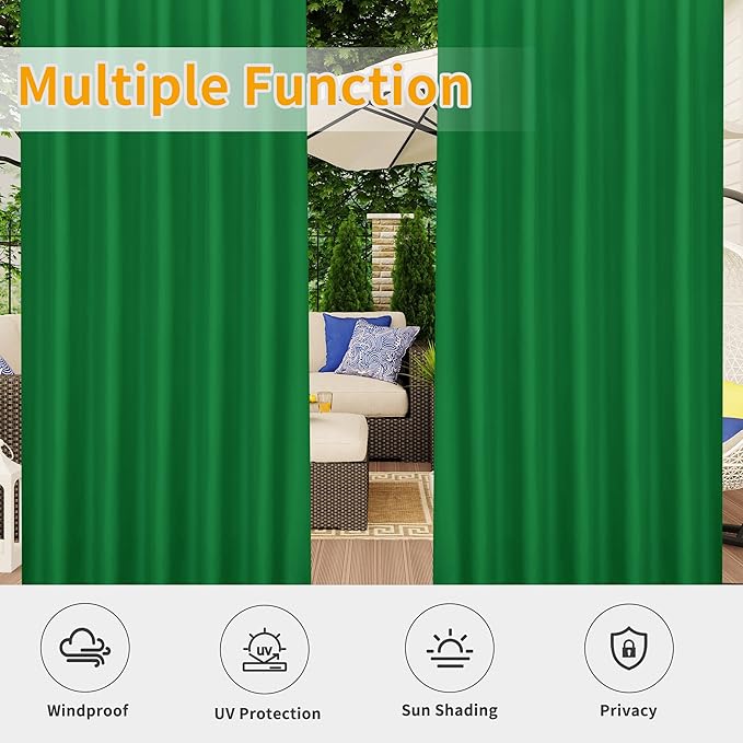 Easy-Going Outdoor Patio Curtains Detachable Tab Top Windproof Weatherproof - Image 5