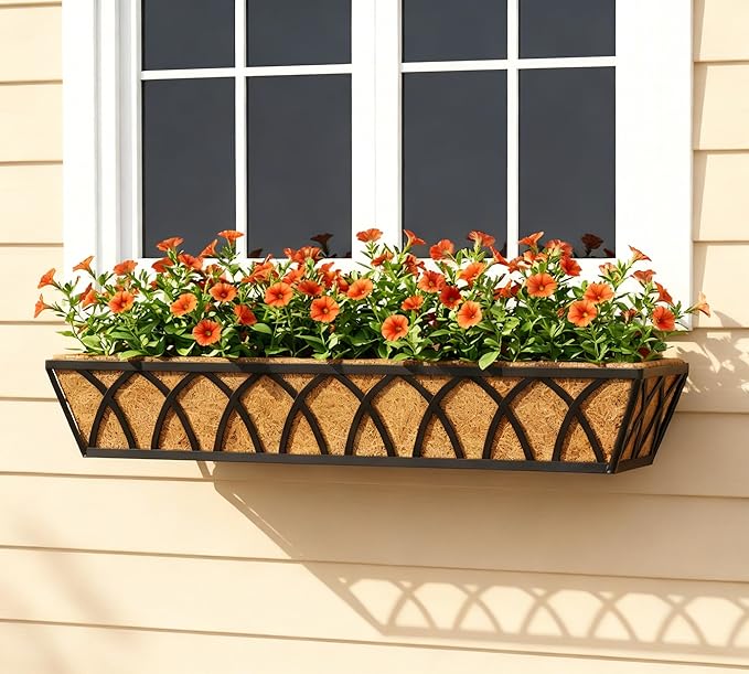 Y&M 30 Inch Fence Metal Hanging Flower Planter Window Basket Deck Railing - Image 6