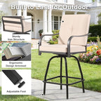 Patio Swivel Bar Stools Set of 6, Outdoor Bar Height Swivel Chairs - Image 6
