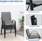 PIZZELLO Patio Chairs Set of 4, Outdoor Stackable Dining Chairs - Image 7