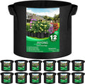12-Pack 7 Gallon Thickened Non-Woven Grow Bags, Aeration Fabric Pots by JNYONG