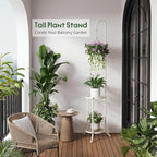 2-Tier Hanging Plant Stand Indoor and Outdoor, Space-Saving Iron Planter Shelves - Image 2