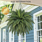 42" Artificial Boston Fern Large Bush Plants, 2 Bundles of Fake Ferns - Image 2