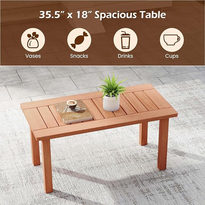 Tangkula Outdoor Coffee Table, 35.5” Patio Table - Image 5