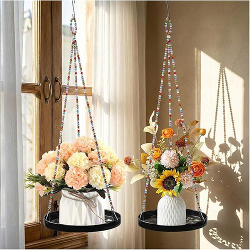 2-Pack Modern Boho Macrame Plant Hanger, 10/11 Inch Metal Hanging Planter Holder by Unknown