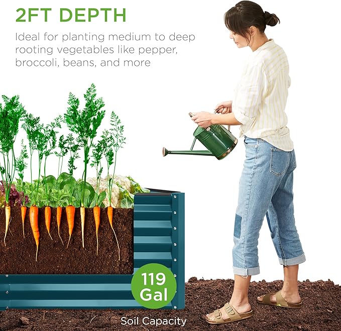 Best Choice Products 4x2x2ft Outdoor Metal Raised Garden Bed, Deep Root Box - Image 4