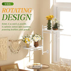 Window Rotating Plant Stand Shelf Indoor White Metal Floating Shelves 2-Tier - Image 2