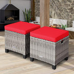 Tangkula 2 Pieces Patio Rattan Ottomans, Outdoor Wicker Footstool Footrest Seat - Image 2