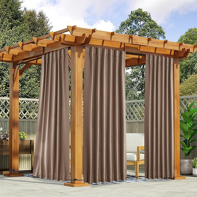 NICETOWN 2 Panels Blackout Patio Waterproof Outdoor Curtains, Top & Bottom by NICETOWN
