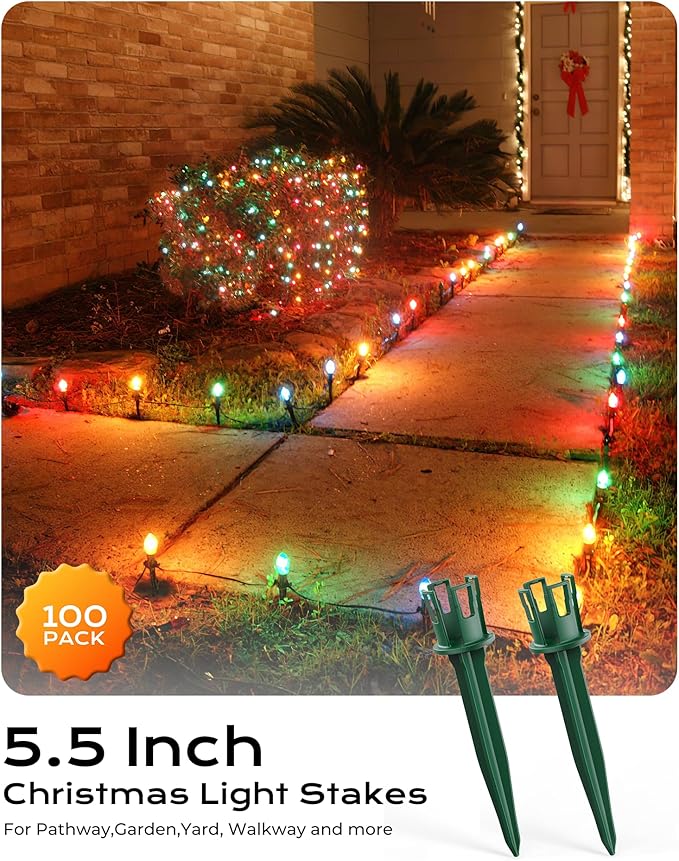 100-Pack Plastic Light Stakes, 5.5 Inch Christmas Yard Stakes - Image 5