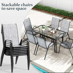 TLSUNNY 7 Pieces Patio Dining Set, Outdoor Table and Chairs W/1.69″ Umbrella - Image 3
