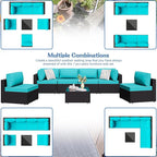 Shintenchi 7 Pieces Outdoor Patio Sectional Sofa Couch, PE Wicker Furniture - Image 4
