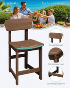 SERWALL Outdoor Bar Stools Set of 2, All Weather HDPE 25" Counter Height Bar - Image 4
