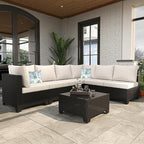 Outdoor Wicker Patio Furniture Set, Rattan Sectional Sofa Set by Ophelian