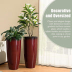 Glitzhome 30" H Oversized Tall Planter, Gradient Red Faux Ceramic Finish - Image 3