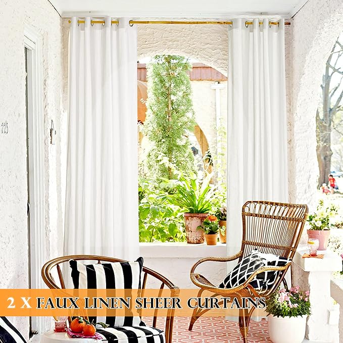 RYB HOME Outdoor Sheer Linen Curtains - Image 3