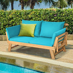 Tangkula Convertible Acacia Wood Patio Couch Sofa Bed - Image 2