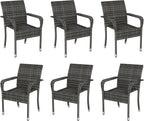 Yaheetech Set of 6 Stackable Outdoor Rattan Dining Chairs, All-Weather Armchair by Yaheetech