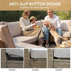 Jing's Villa 7-Piece Outdoor Patio Furniture Set, Ratten Conversation Sectional - Image 6